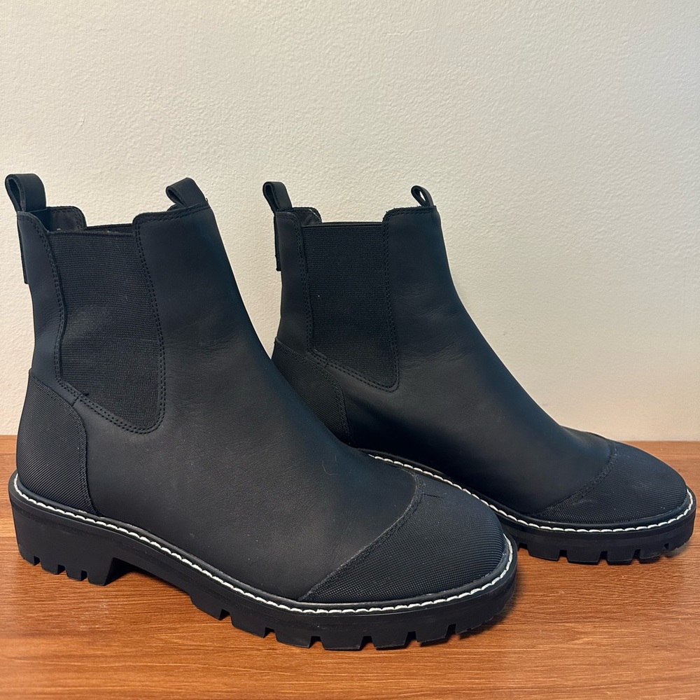 Antonio Melani Black Leather Rubber Sole Boots Womens Size 10